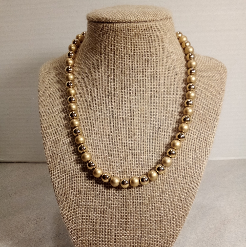 Napier Brushed Goldtone Bead Ball Style Necklace #J-11